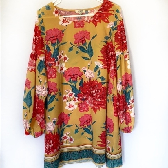 UMGEE Dress Size Small Oversized Floral Dress With Balloon Sleeves MIDI … - Picture 4 of 14